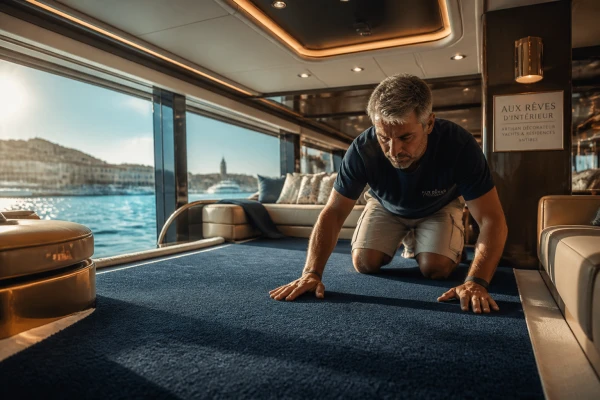 Pose de moquette nautique sur yacht Antibes