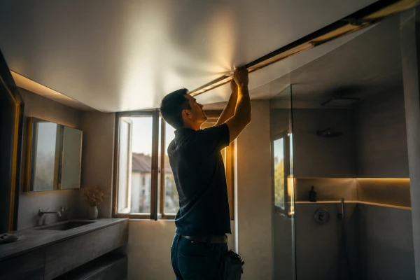 Pose de plafond tendu dans une salle de bain Aix-en-Provence